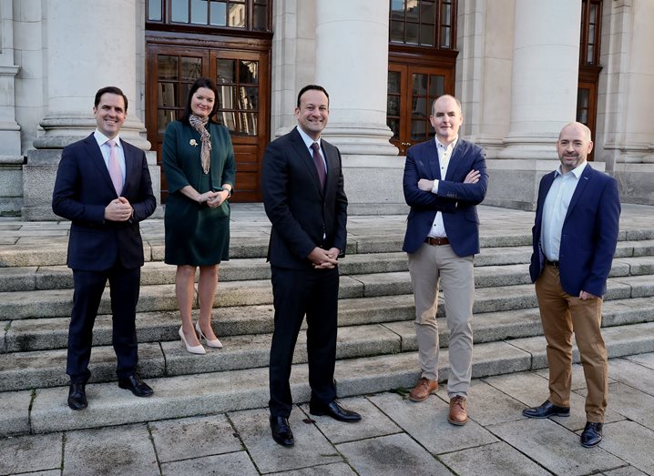Advantio execs IDA CEO & Taoiseach outside Taoiseach's offices