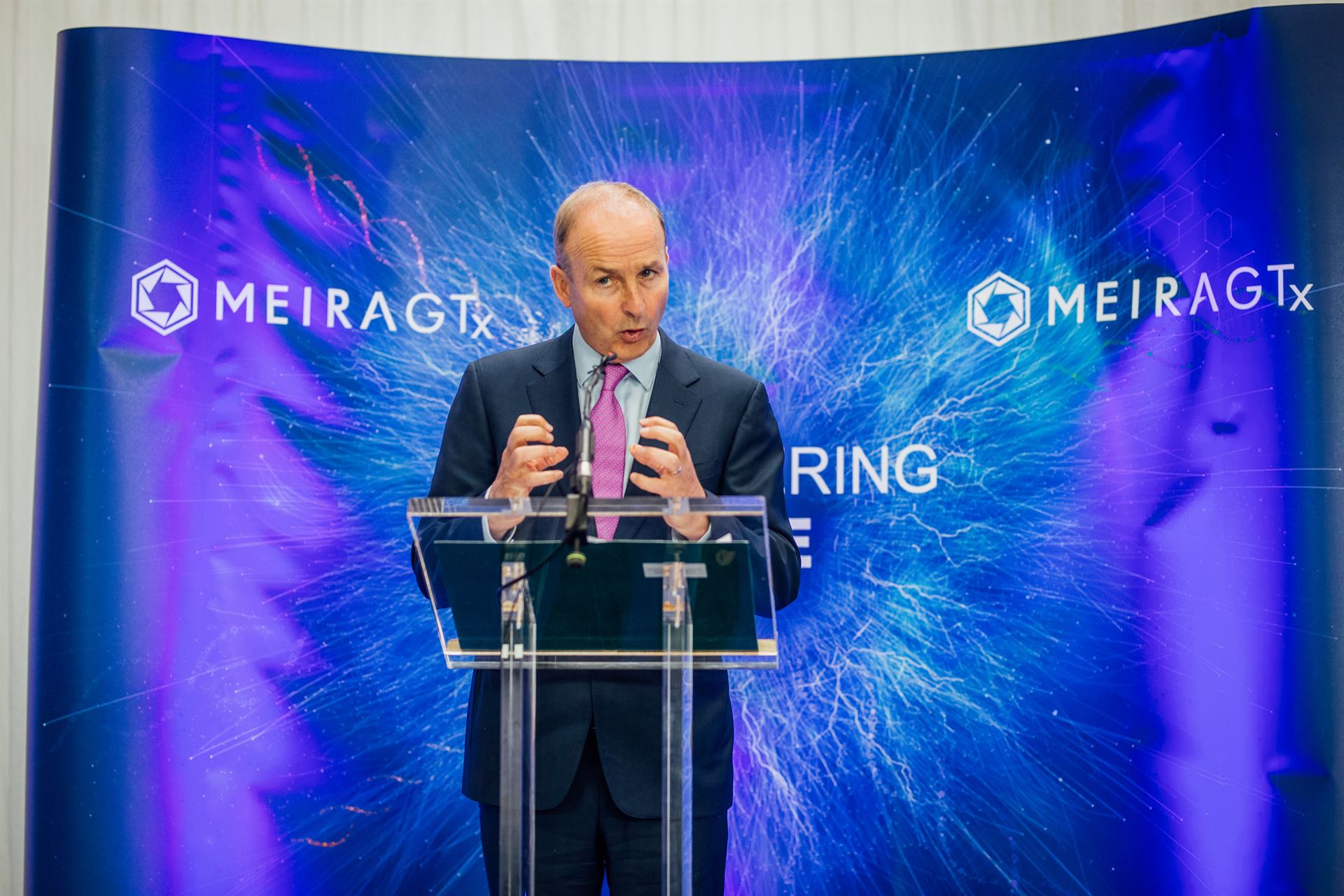 Tanaiste Micheál Martin speaking at MeiraGTxs  Shannon facility